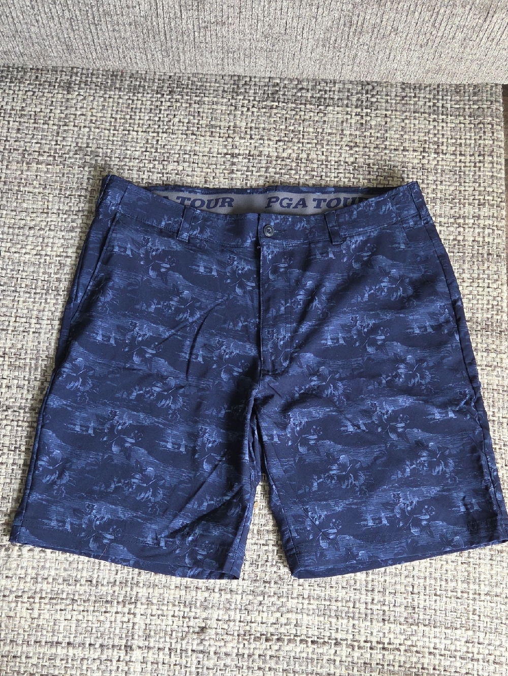 PGA TOUR Men's Navy Floral Nautical Printed Golf Shorts